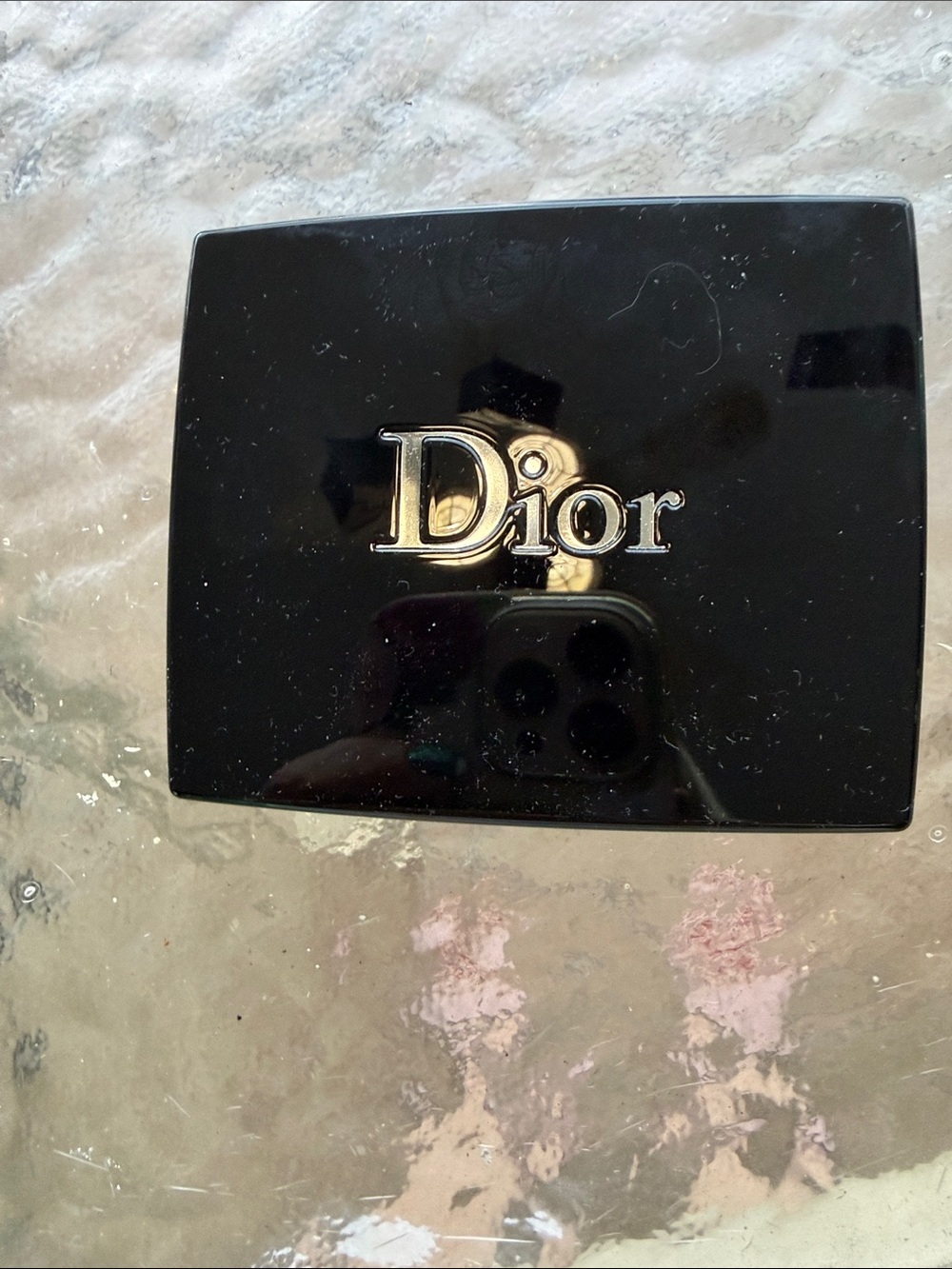 Dior Black Compact with Gold Logo